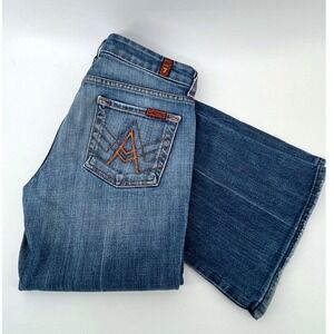 7 For All Mankind A-Pocket Jeans Women 26 Blue Flare Mid Rise U130FF055U-055U